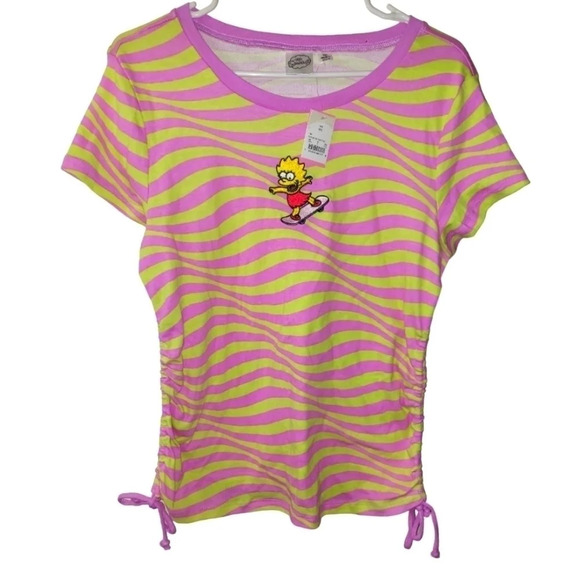 NWT The Simpsons Lisa Simpson Striped Skate Tee Tshirt - Picture 1 of 3
